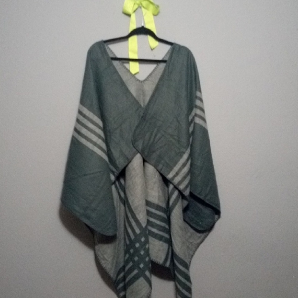 Two Tone Gray Cape/Pancho Styled Wrap
